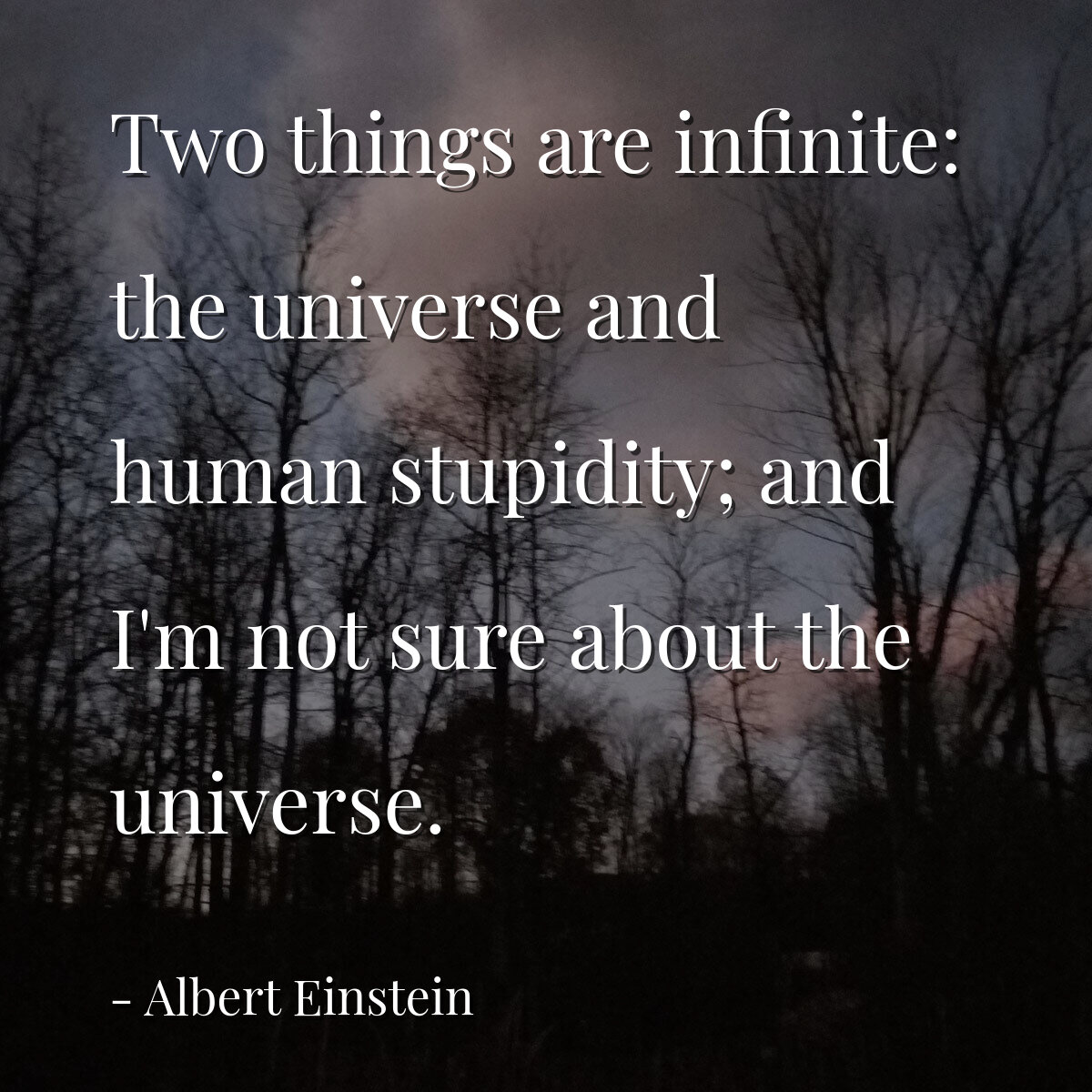 Two things are infinite: the universe and human stupidity; and I'm not sure about the universe.