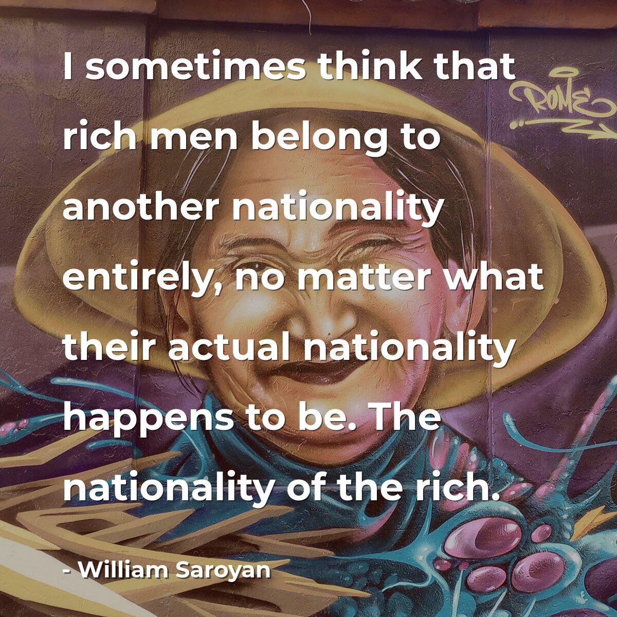 I sometimes think that rich men belong to another nationality entirely, no matter what their actual nationality happens to be. The nationality of the rich.