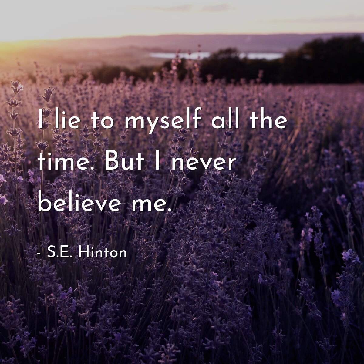 I lie to myself all the time. But I never believe me.