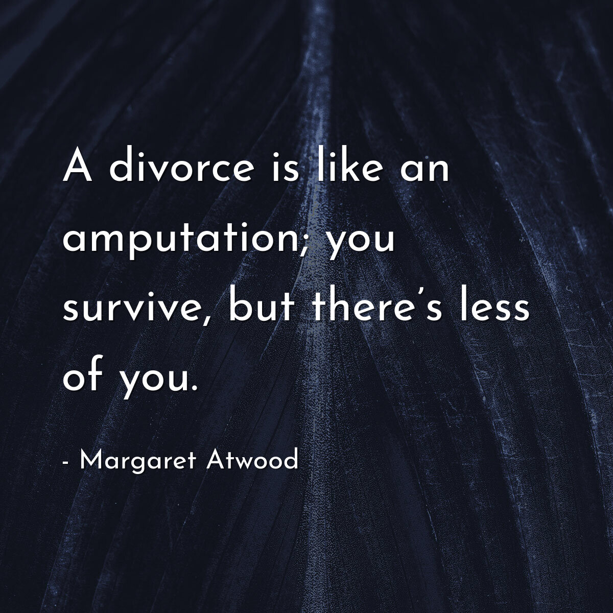 A divorce is like an amputation; you survive, but thereâ€™s less of you.
