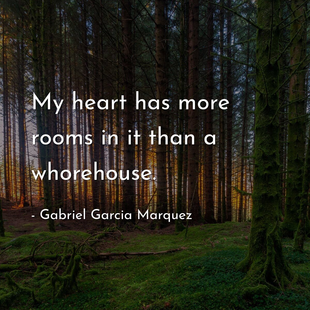 My heart has more rooms in it than a whorehouse.