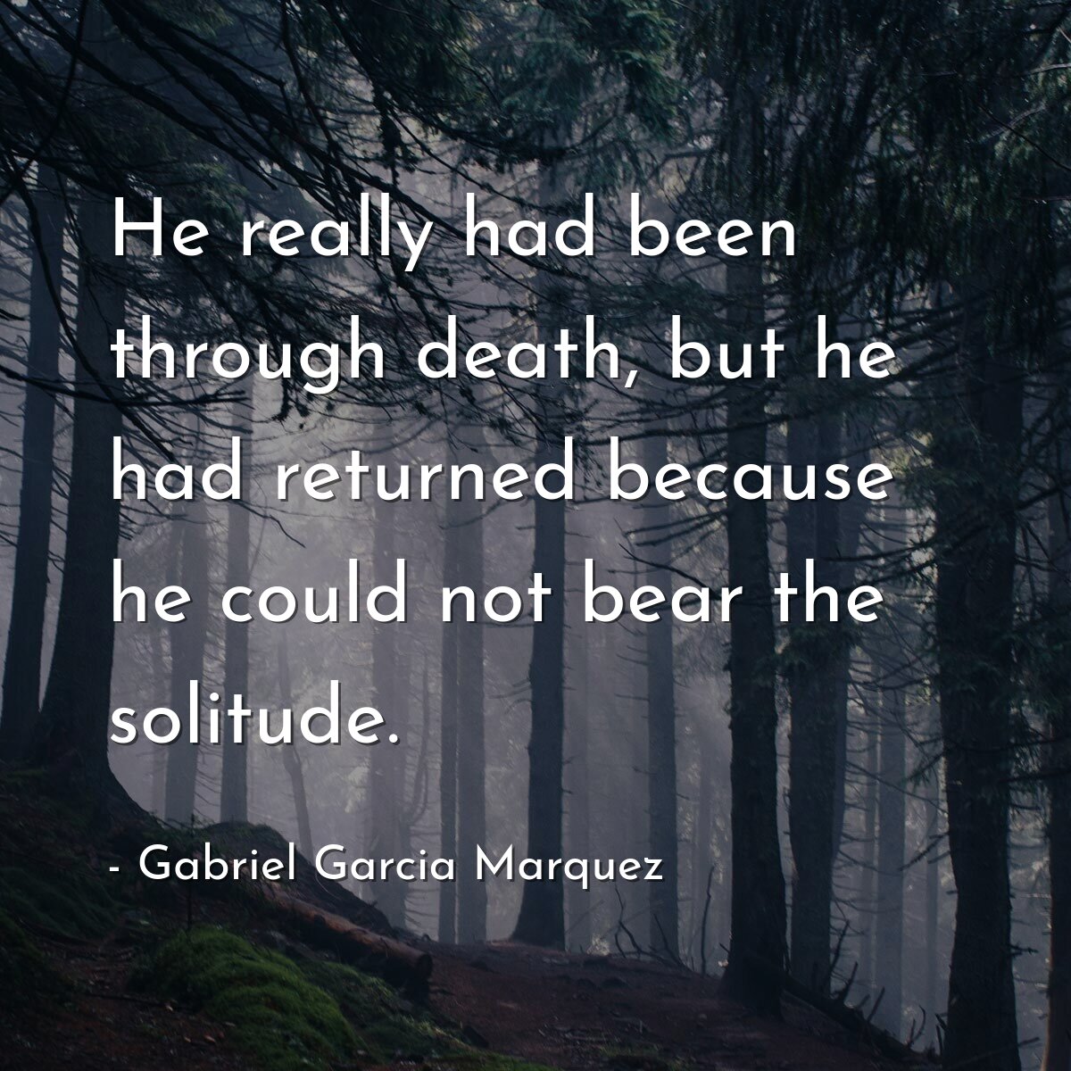 He really had been through death, but he had returned because he could not bear the solitude.