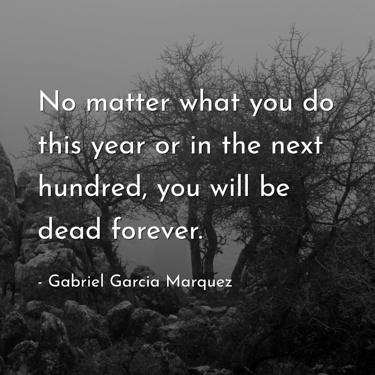 No matter what you do this year or in the next hundred, you will be dead forever.