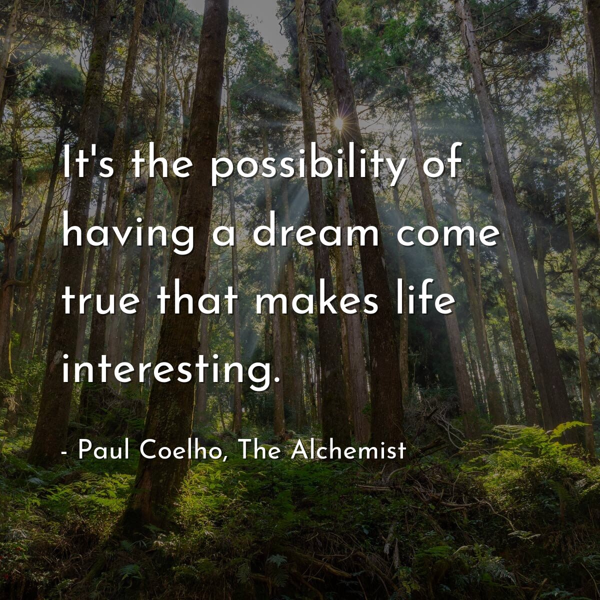 It's the possibility of having a dream come true that makes life interesting.