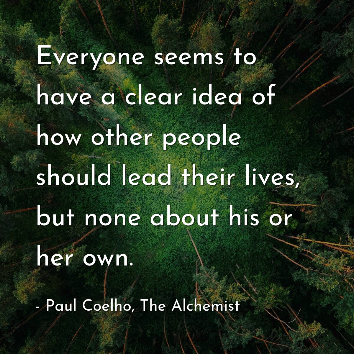 Everyone seems to have a clear idea of how other people should lead their lives, but none about his or her own.